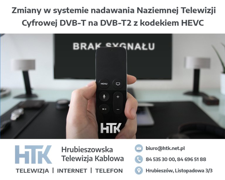 Komunikat w sprawie zmian w Naziemnej Telewizji Cyfrowej DVB-T2